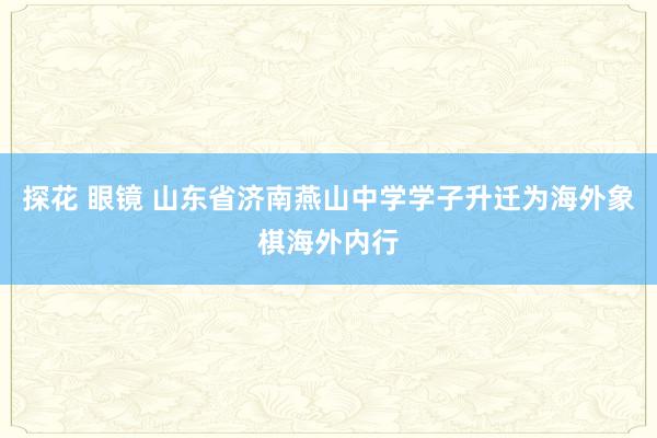 探花 眼镜 山东省济南燕山中学学子升迁为海外象棋海外内行