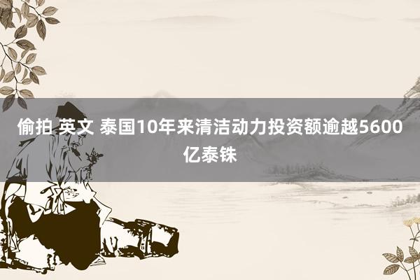 偷拍 英文 泰国10年来清洁动力投资额逾越5600亿泰铢